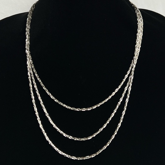 Vintage Givenchy Necklace 1970s Multi strand Silvertone - Picture 1 of 13